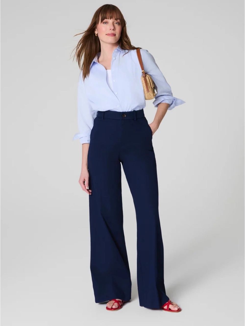 SPANXsupersmooth® Stretch Twill Wide Leg Pant in Timeless Navy Size M petite